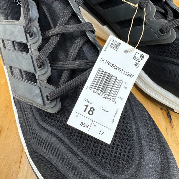 Adidas Ultraboost Light Mens Size 18 Running Sneakers Core Black White GY9351 - Picture 8 of 8